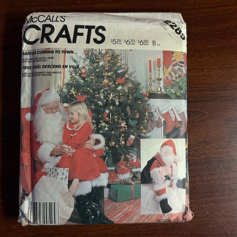 McCall's Crafts Pattern 2289 for Santa Costume, Bag & Doll
